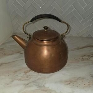 Vintage Copper Tea Kettle Decorative Stovetop Pot Farmhouse Rustic Decor
